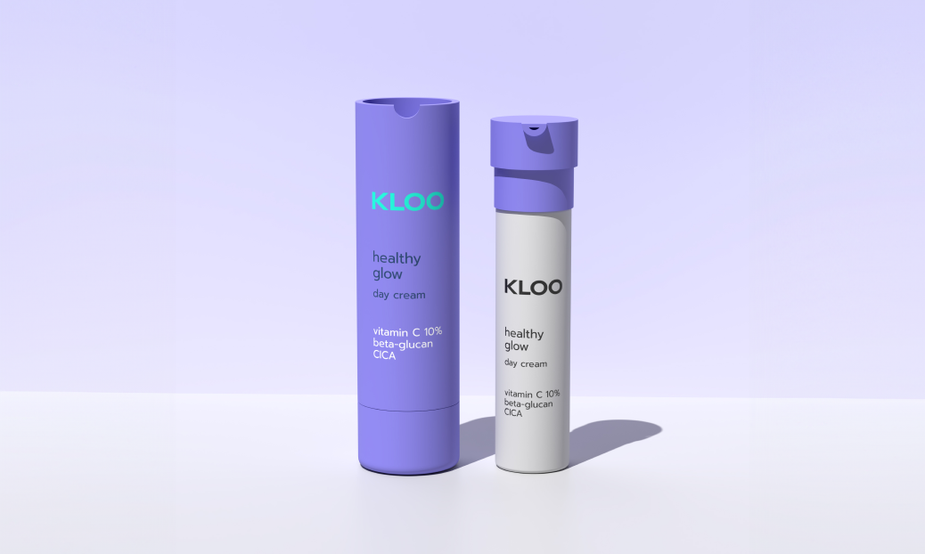 Healthy Glow Krem na dzień marki Kloo, zaprezentowany wymiennym wkładem, stworzony dla intensywnej pielęgnacji skóry