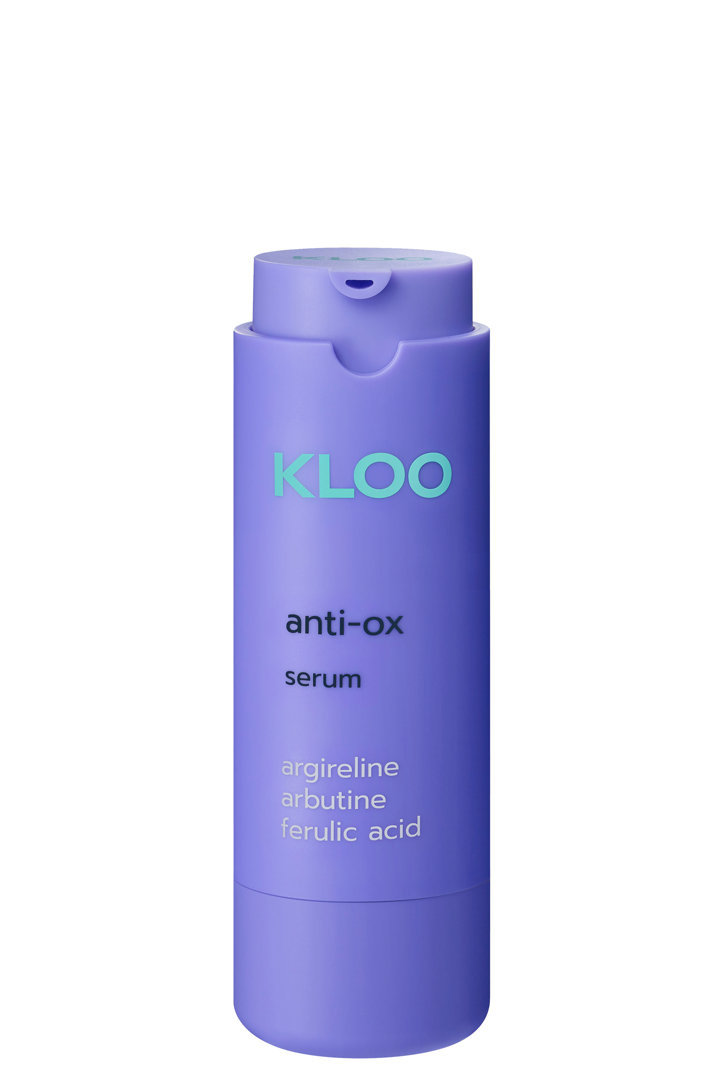 ANTI-OX Serum marki Kloo, 30 ml, elegancka butelka z dozownikiem, stworzona do codziennej pielęgnacji skóry.