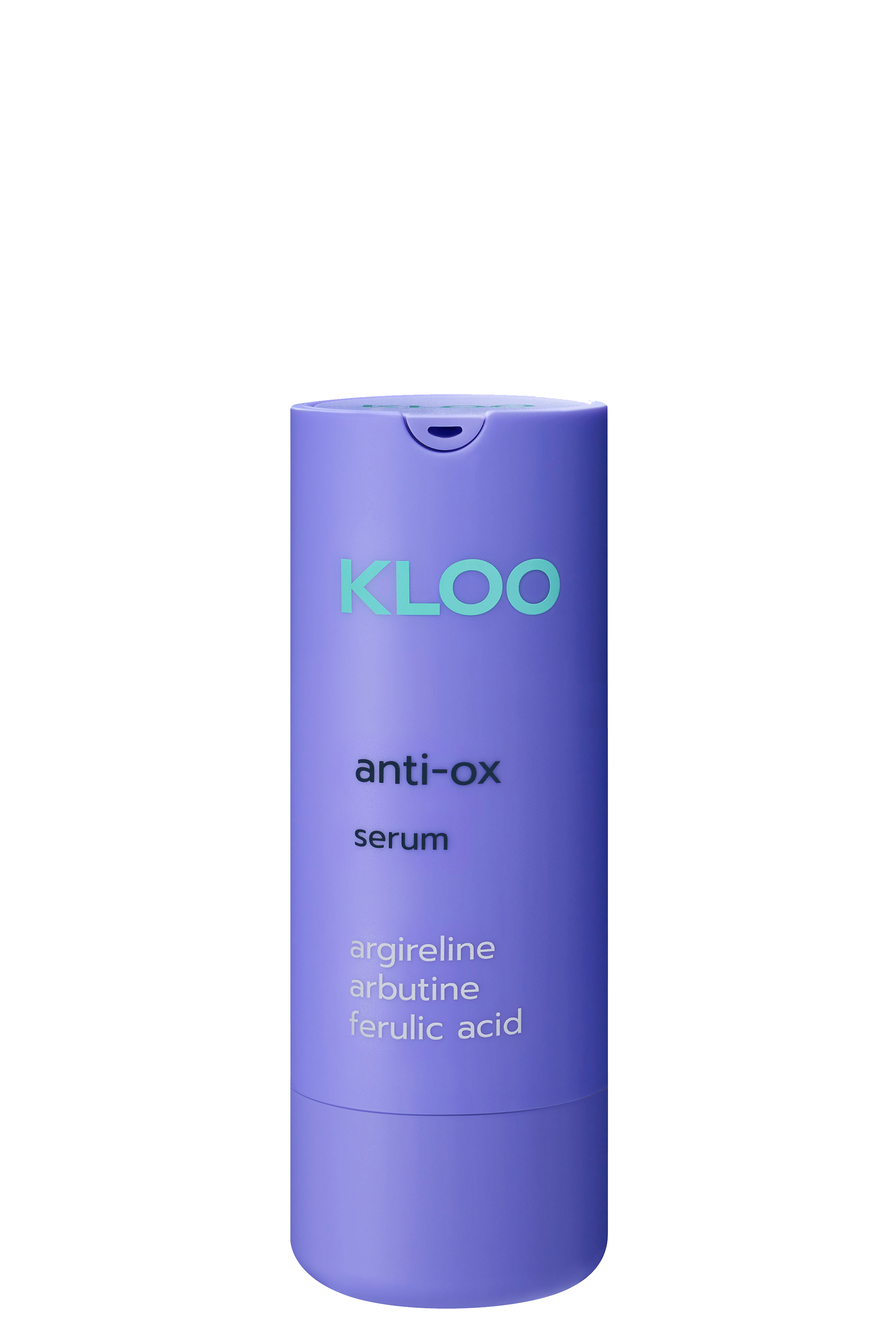 ANTI-OX Serum marki Kloo, 30 ml, elegancka butelka z dozownikiem, stworzona do codziennej pielęgnacji skóry.